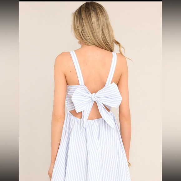 Breezy Days Light Blue Stripe Cutout Mini Dress - Picture 6 of 8